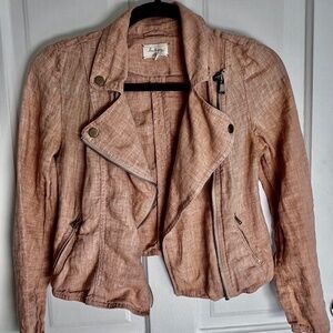 100%  Linen Moto Jacket
